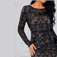 WW | Abendkleid mit langen Ärmeln und Pailletten