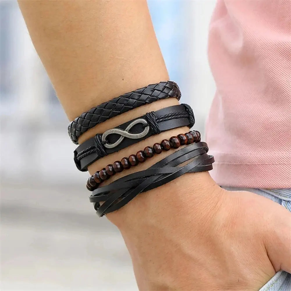 WW | Geflochtene Leder Wickelarmband Für Herren