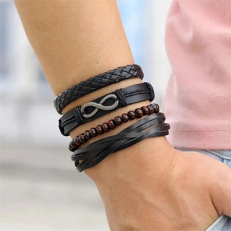WW | Geflochtene Leder Wickelarmband Für Herren