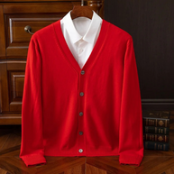 WW | Herren Strickjacke Mit Knöpfen, Leichtes Material, V-ausschnitt, Klassischer Stil