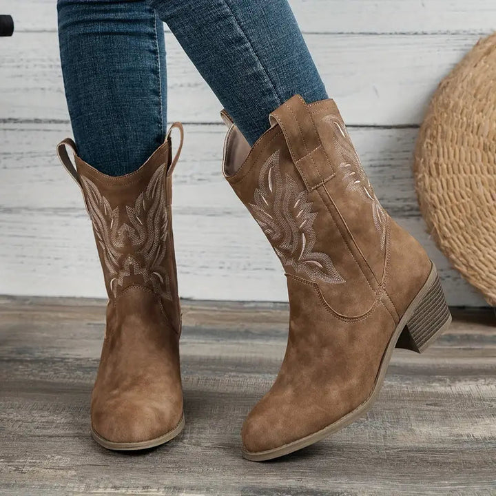 Damen Leder-Cowboystiefel