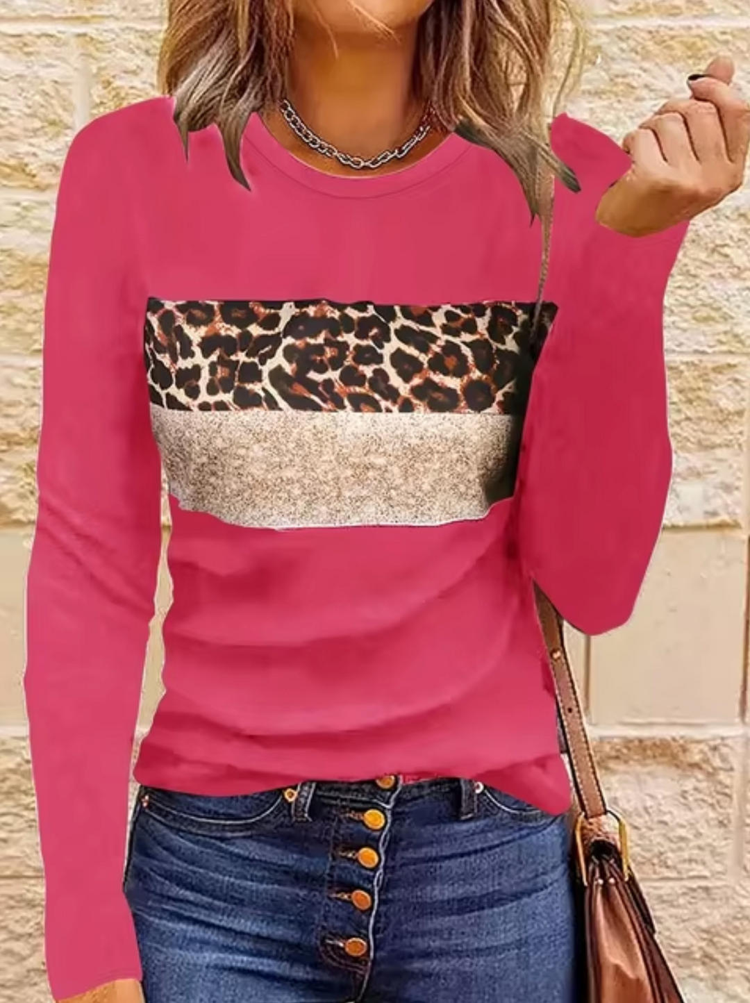 W&W Mode | Langarm-T-Shirt mit Leopardenmuster