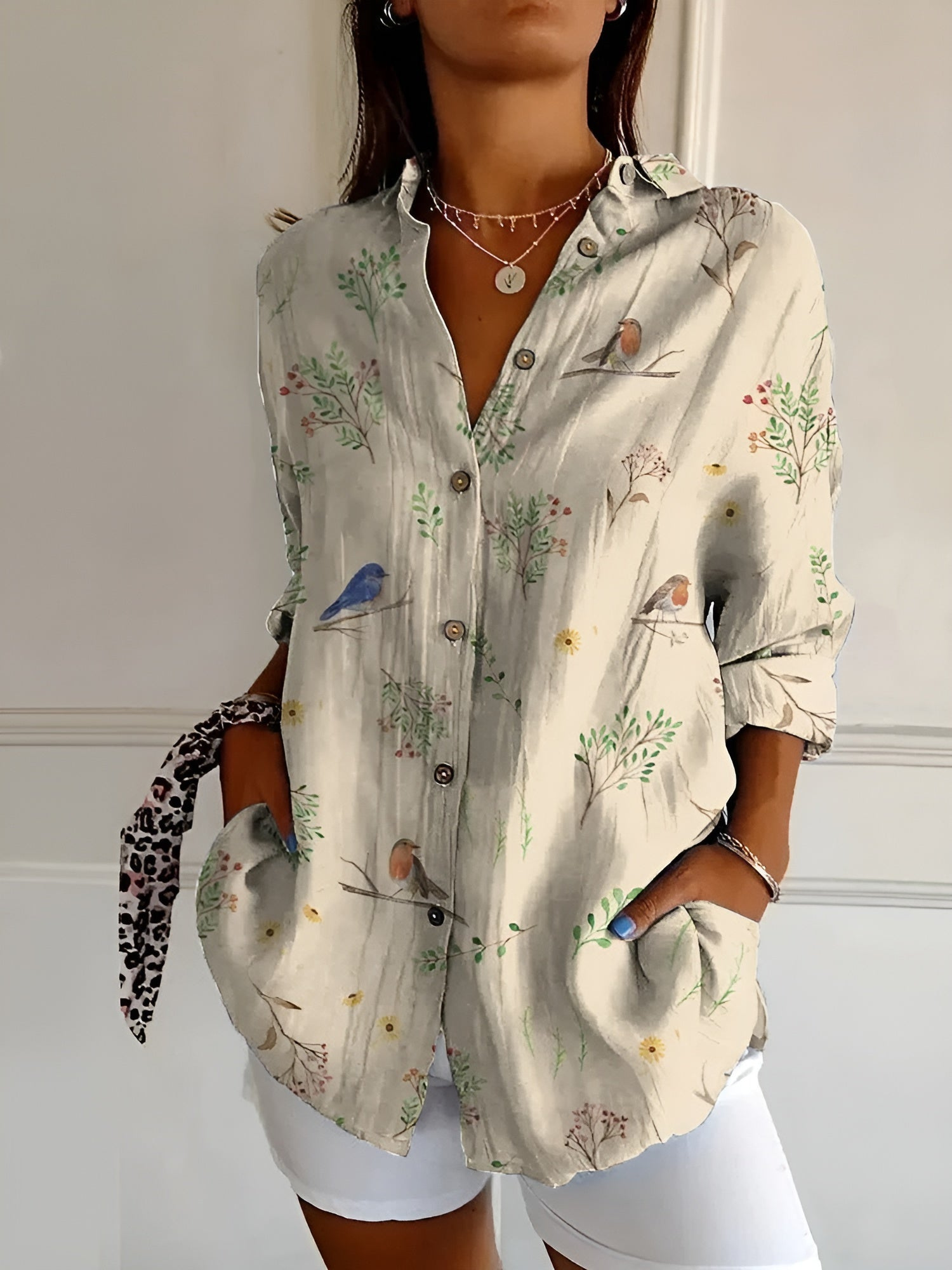 WW | Damenbluse Elegante Luftige Bluse Mit Knöpfen Für Frauen