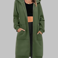 WW | Lässige Zip-Up Übergroße Lange Jacke