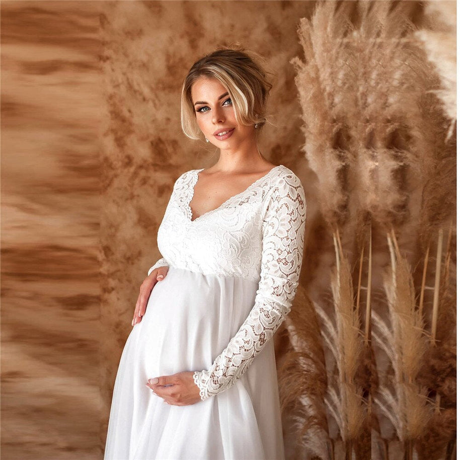 WW | Elegantes Spitzen-Maxikleid Für Schwangere