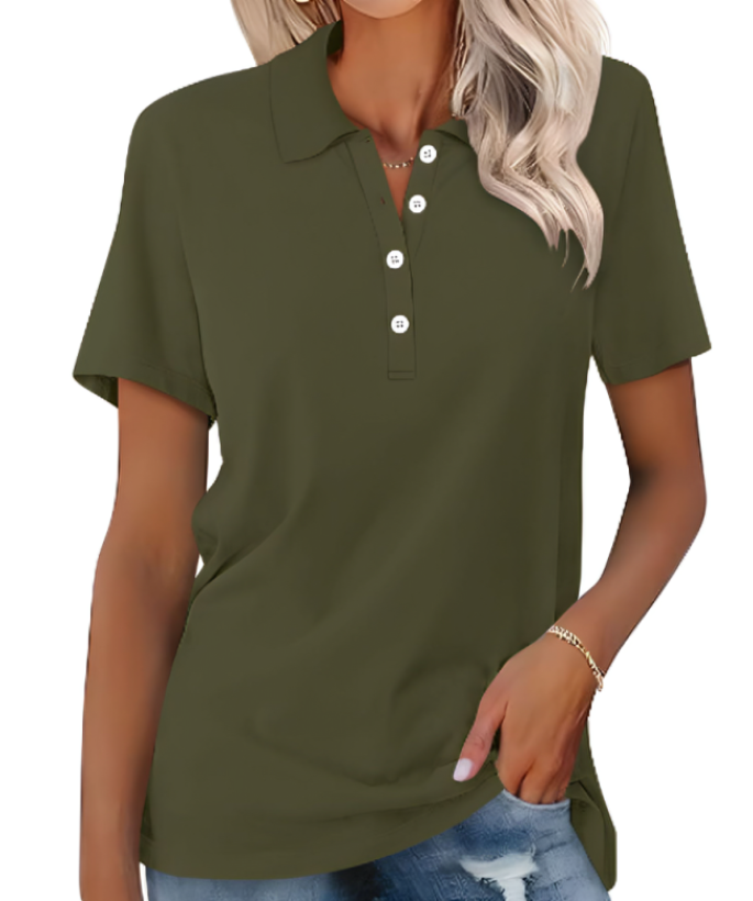 W&W Mode | Nachhaltiges Poloshirt Damen Polo Shirt Mit Kragen Und Knopfverschluss