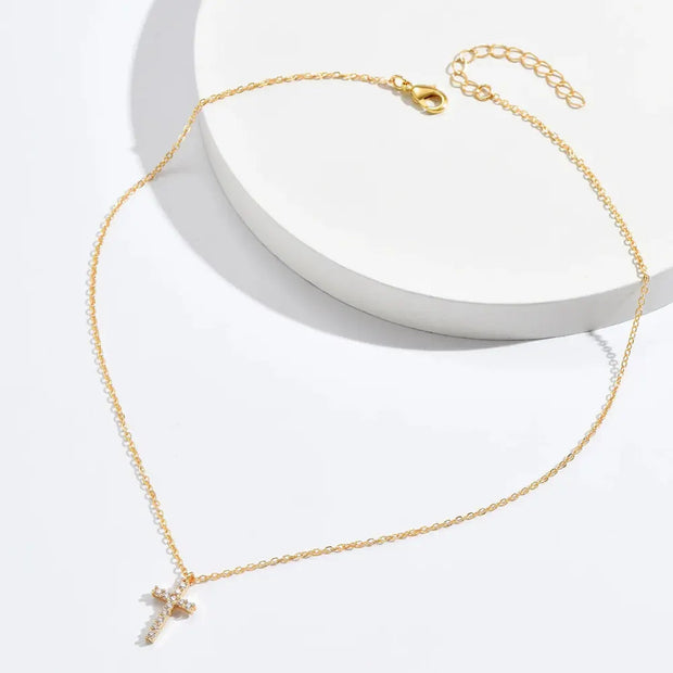 WW | Eingelassene Kreuz Halskette Anhänger Schmuck Für Damen