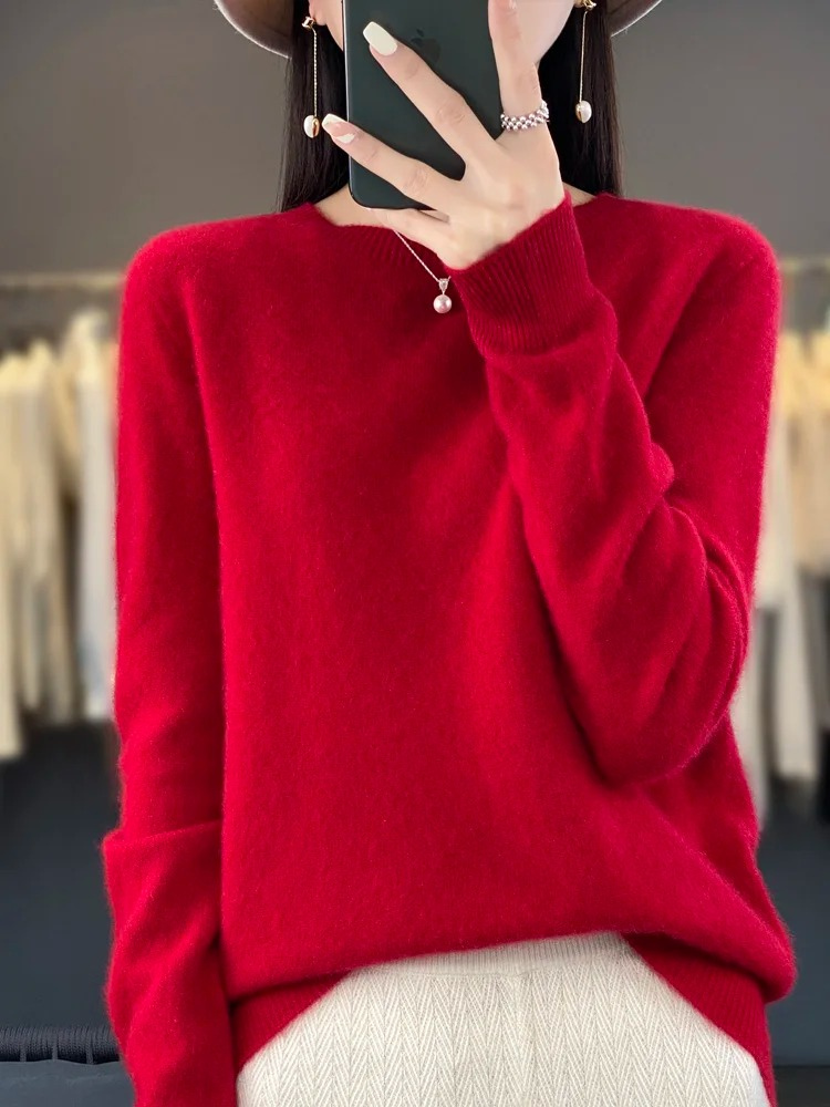 WW | Kaschmir Pullover Damen Runder Ausschnitt Weicher und Eleganter Strickpullover