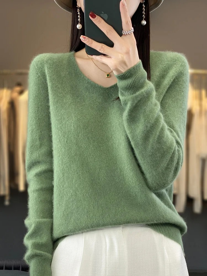 W&W Mode | Cashmere Pullover Damen Eleganter V-ausschnitt, Weich & Komfortabel