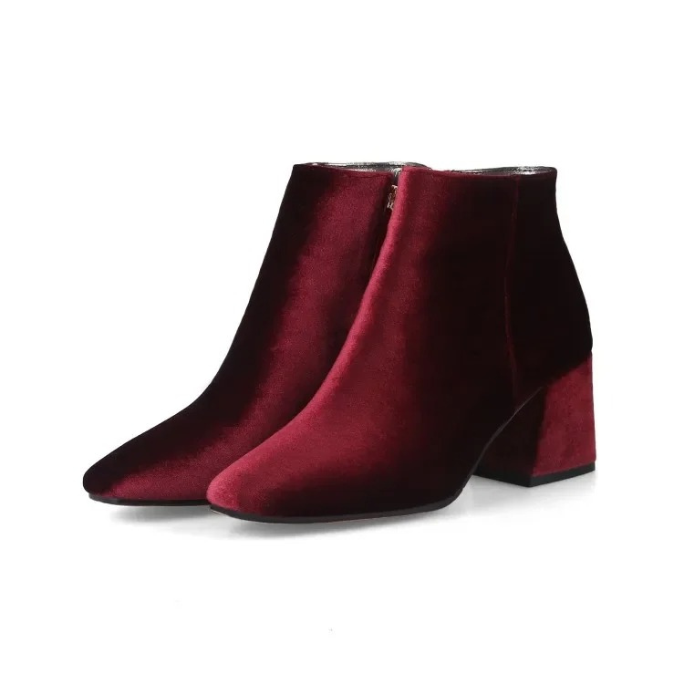 WW | Elegante Stiefeletten mit Quadratzehen und Hohem Absatz Damen Stiefeletten