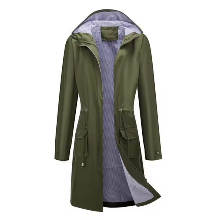 W&W Mode | Lange wasserdichte Jacke mit Kapuze für Damen