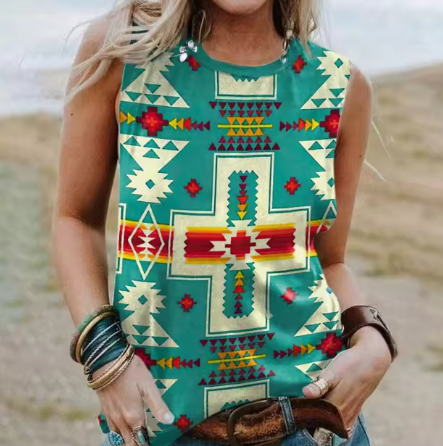 WW | Geometrie 3d Druck Western Ethnic Style Tanktops
