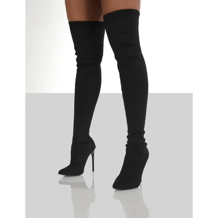W&W Mode | Overknee Stretch Stiletto Stiefel Elegante Damen Stiefel