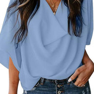 WW | Rosiedress Cowl Neck Kurzarm Drapiert Chiffon Shirt