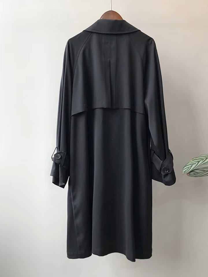 W&W Mode | Langer Trenchcoat mit Reverskragen Knöpfen und Langen Ärmeln