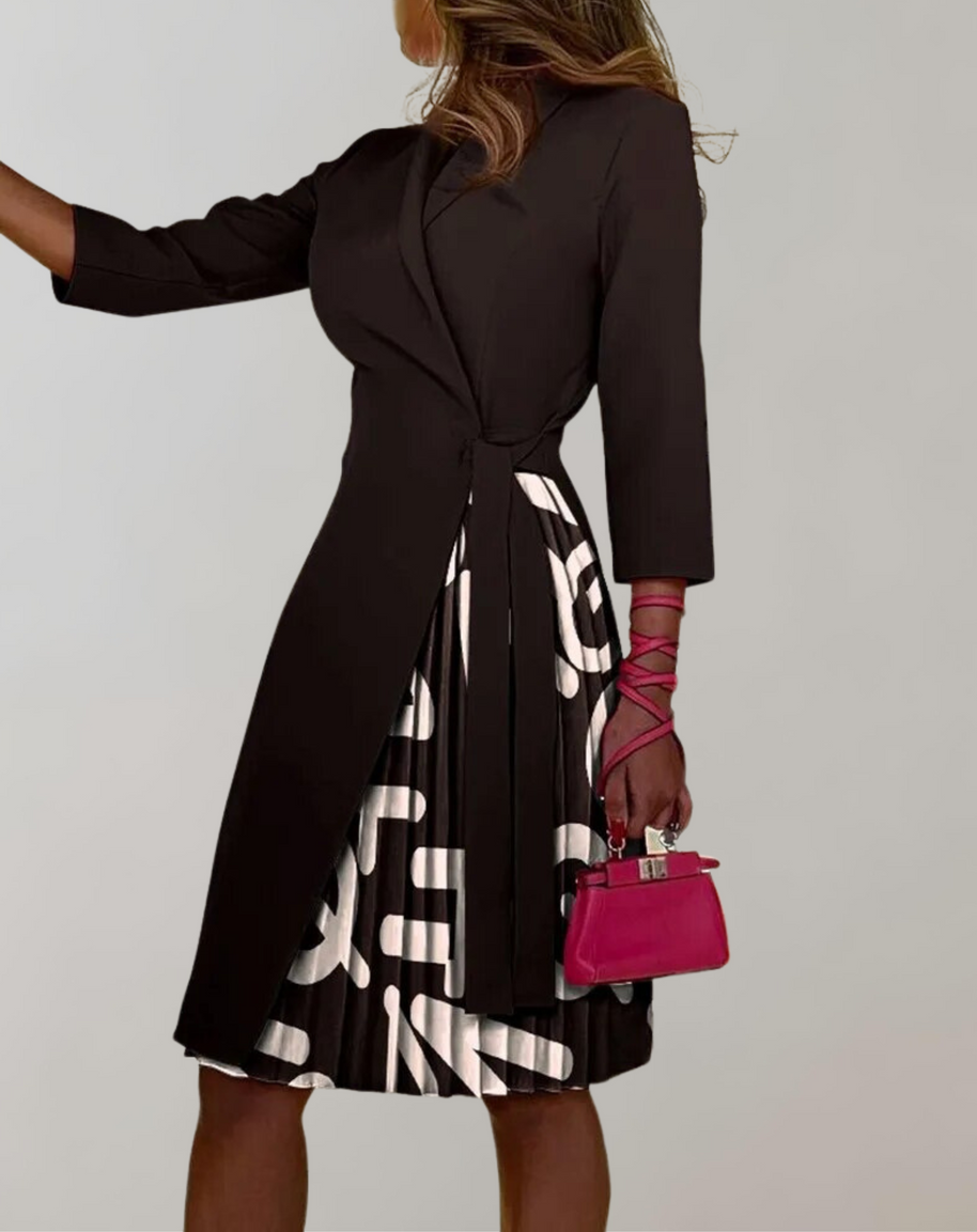 WW - Damen Kleid Druck gekerbt