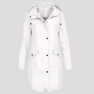 WW | Langer Regenmantel mit Kapuze und Taschen für Damen