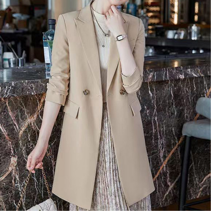 W&W Mode | Eleganter Langer Damenblazer mit Klappentaschen und Reverskragen