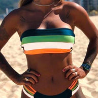 WW | Rosiedress Rainbow Gestreifter Tube Top Bandeau Bikini Set