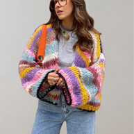 WW | Übergroße Und Bunte Strickjacke