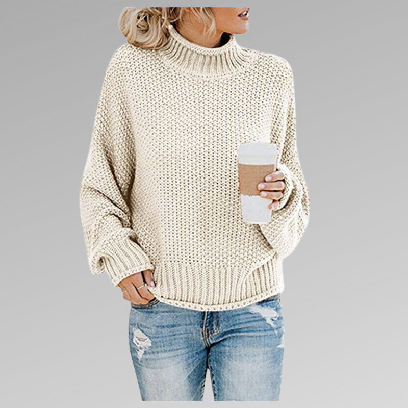 W&W Mode - Damen gemütlicher Strickrollkragenpullover