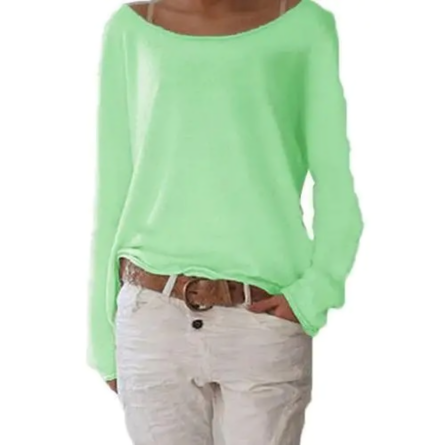 WW | gelbes Sweatshirt mit Rundhalsausschnitt, schlicht und schmal