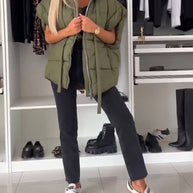 WW | Jacken mit Kapuze Einfarbig Reißverschluss und Kurzen Ärmeln