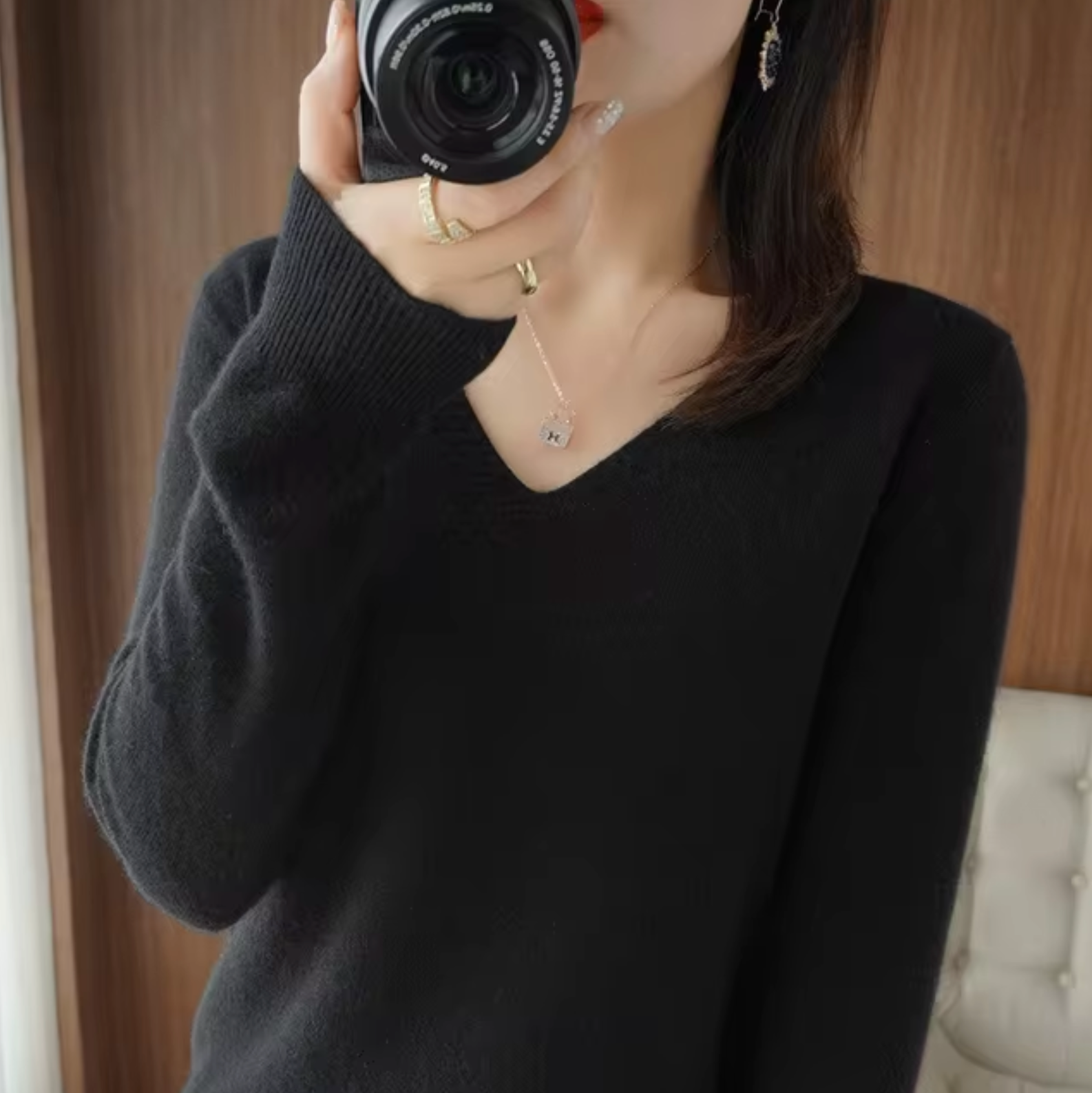 WW | V-Ausschnitt Strickpullover