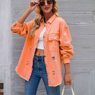 WW | Zerrissene Rohsaum-Denimjacke