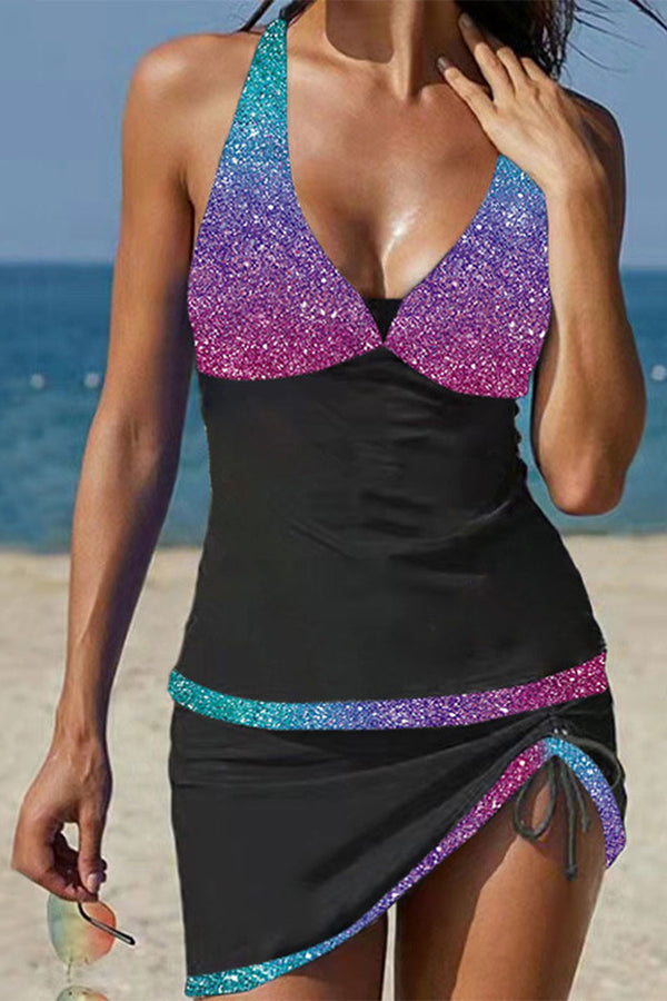 WW | Julissa Leopard Vorderes Drawstring Tankini Set