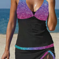 WW | Julissa Leopard Vorderes Drawstring Tankini Set