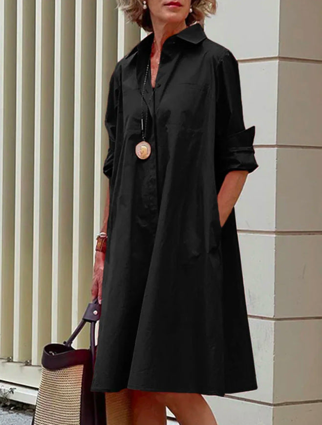 W&W Mode | Hemdblusenkleid Mit Umlegekragen & Dreiviertelärmel