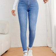 WW | Olivgrüne High Waist Slim Fit Jeans Mit Stretch Denim