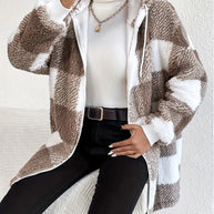 WW | Kariert Teddy Hoodie Jacke | Warm und Bequem für den Winter