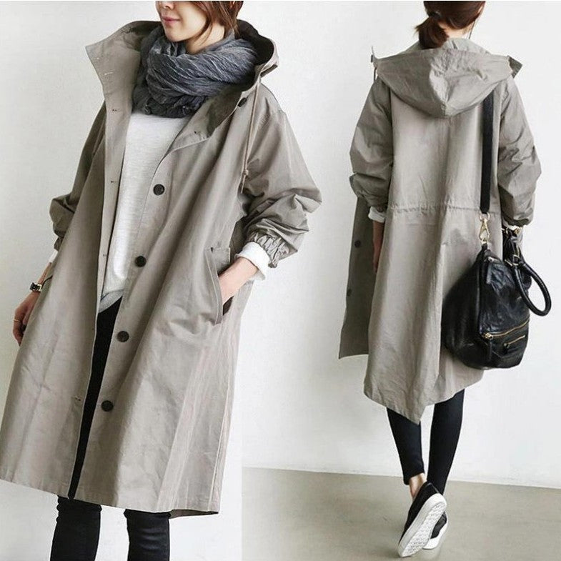 WW | Mid Length Damen Windbreaker Mit Langen Ärmeln