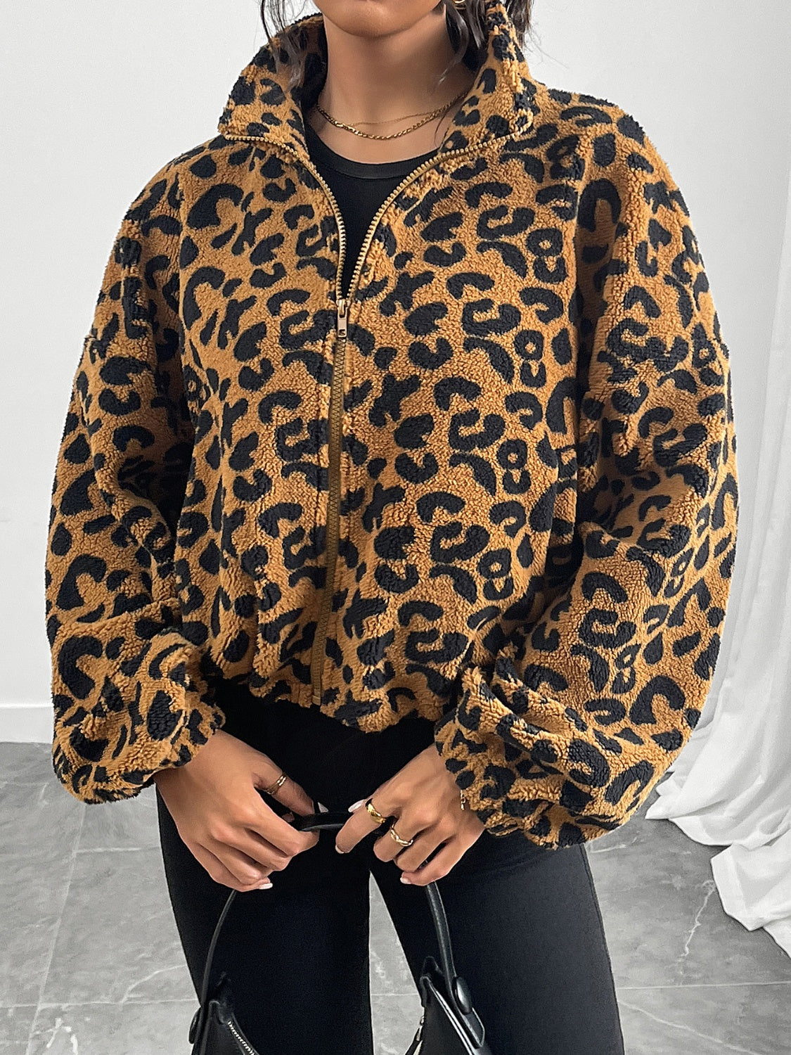 WW | Schicke Herbst Leopard Zip-Up Jacke für Frauen