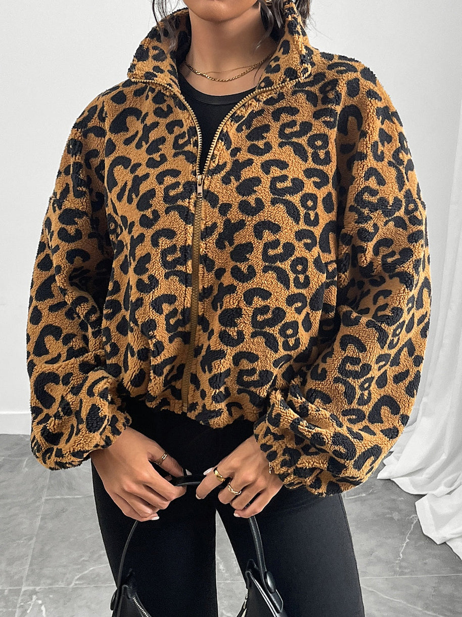 WW | Schicke Herbst Leopard Zip-Up Jacke für Frauen