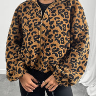 WW | Schicke Herbst Leopard Zip-Up Jacke für Frauen