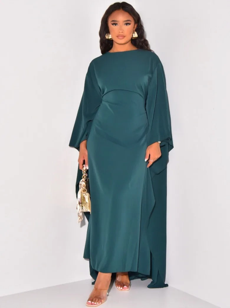 Elegantes Maxikleid mit Rundhalsausschnitt & weiten Ärmeln – Damen Abendkleid mit hoher Taille, langes Kleid für festliche Anlässe