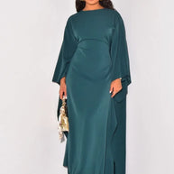 Elegantes Maxikleid mit Rundhalsausschnitt & weiten Ärmeln – Damen Abendkleid mit hoher Taille, langes Kleid für festliche Anlässe