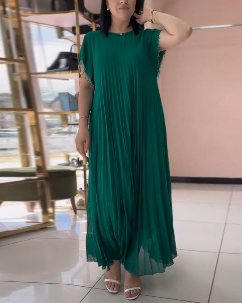 WW | Kleid mit Kurzen Ärmeln und Falten