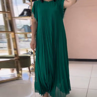WW | Kleid mit Kurzen Ärmeln und Falten