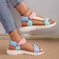 WW | Damen Sandalen: Farbblock, Rutschfest, Elegant, Leicht, Outdoor, Sommer