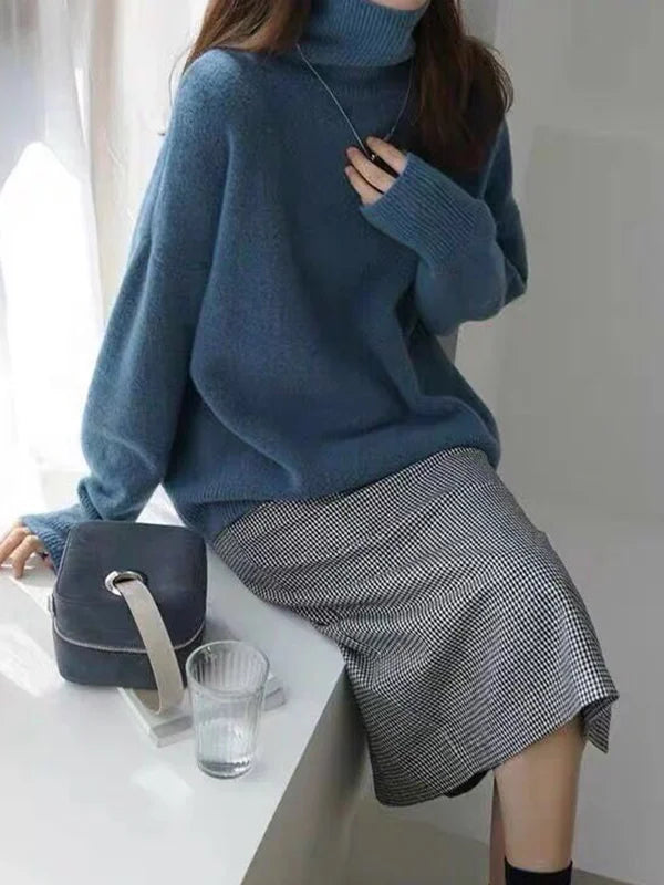 WW | Lässiger Strickjacke Rollkragenpullover für Damen