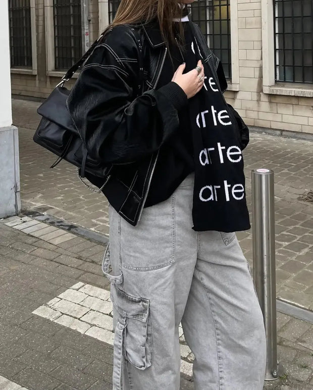 WW | Übergroße Lederjacke für Damen