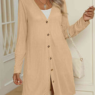 WW | V-Ausschnitt Knopf-Oben Langarm Cardigan