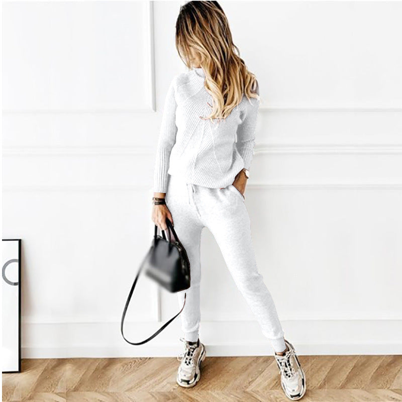 WW | Gestreifter Rollkragenpulli Und Elastische Hose Im Set
