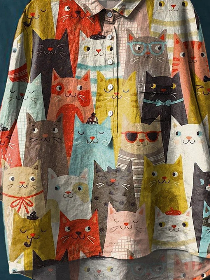 W&W Mode | Niedliches Katzenkunstshirt für Damenmode