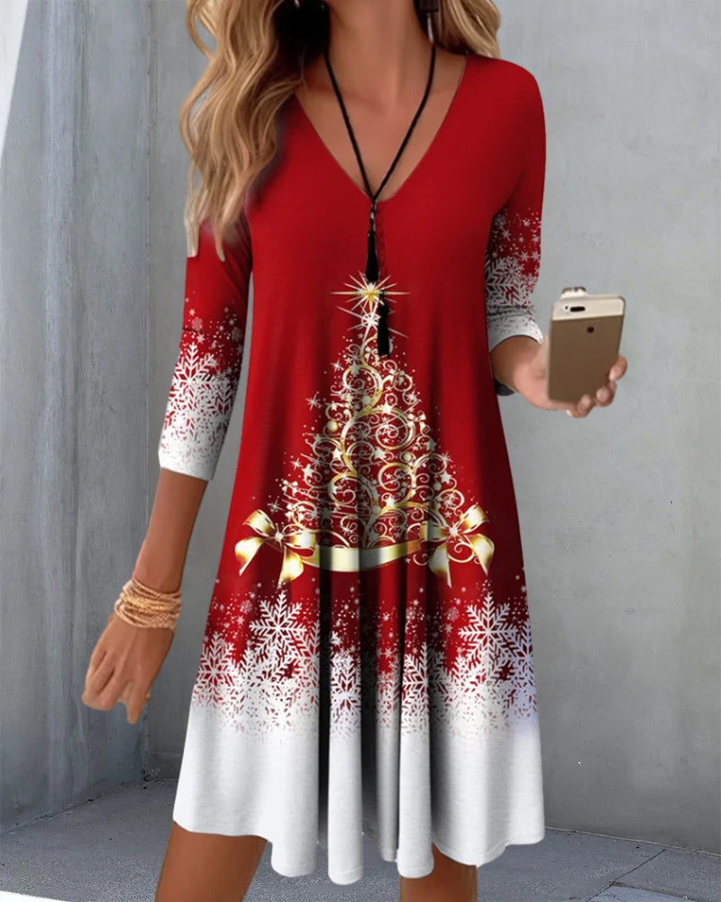 WW | Stylischer Charme V-Ausschnitt Winterkleid