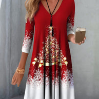 WW | Stylischer Charme V-Ausschnitt Winterkleid